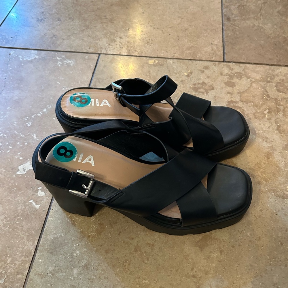 MIA Black Strappy Heels